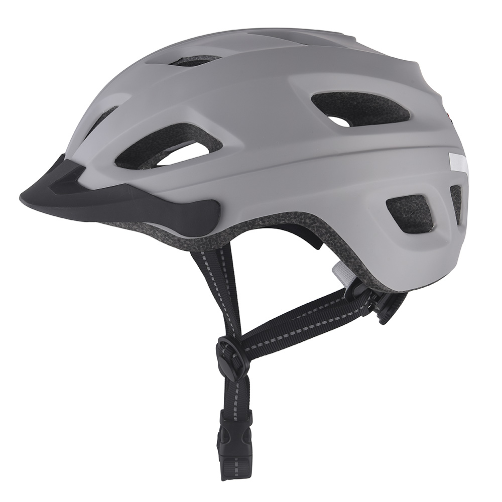 Nuevo casco de bicicleta con luz LED, casco de ciclismo en molde para PC, casco de bicicleta deportivo seguro para montar en carretera de montaña para adultos gris
