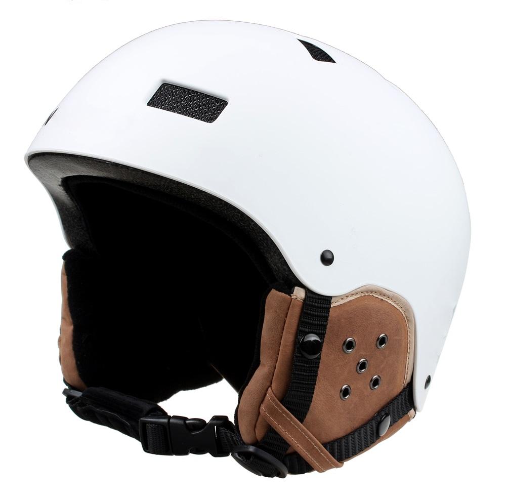 Casco protector de ABS CE ASTM Shell y EPS para esquí y nieve con orejeras de cuero