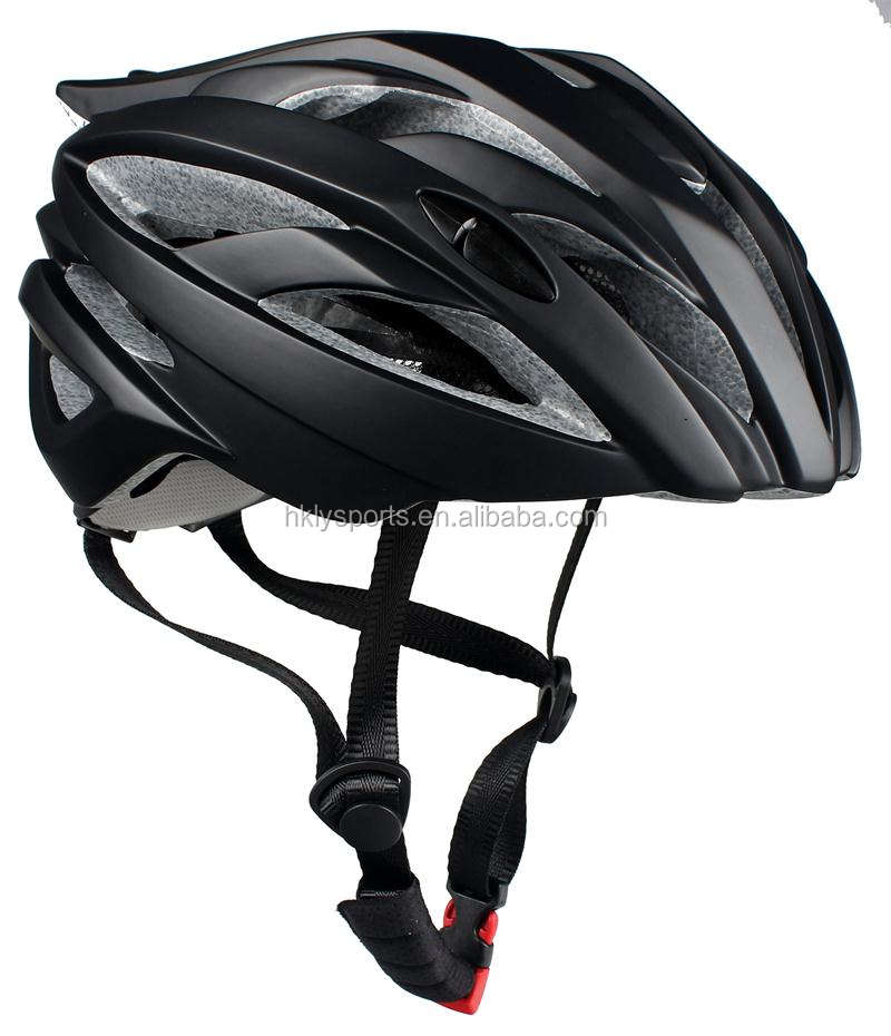 Shengtao precio de fábrica ST938B fibra de carbono en molde 1 capa PC + casco deportivo de bicicleta EPS negro con hebilla ITW