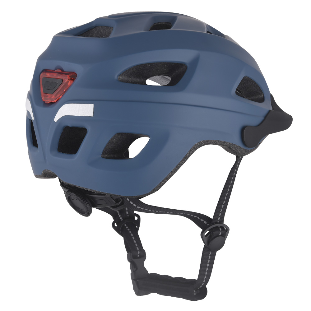 Nuevo casco de bicicleta con luz LED, casco de ciclismo en molde para PC, casco de bicicleta deportivo seguro para montar en carretera de montaña para adultos, azul