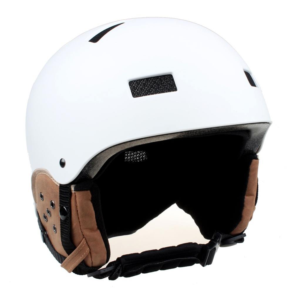 Casco protector de ABS CE ASTM Shell y EPS para esquí y nieve con orejeras de cuero