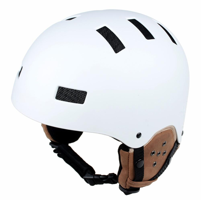 Casco protector de ABS CE ASTM Shell y EPS para esquí y nieve con orejeras de cuero