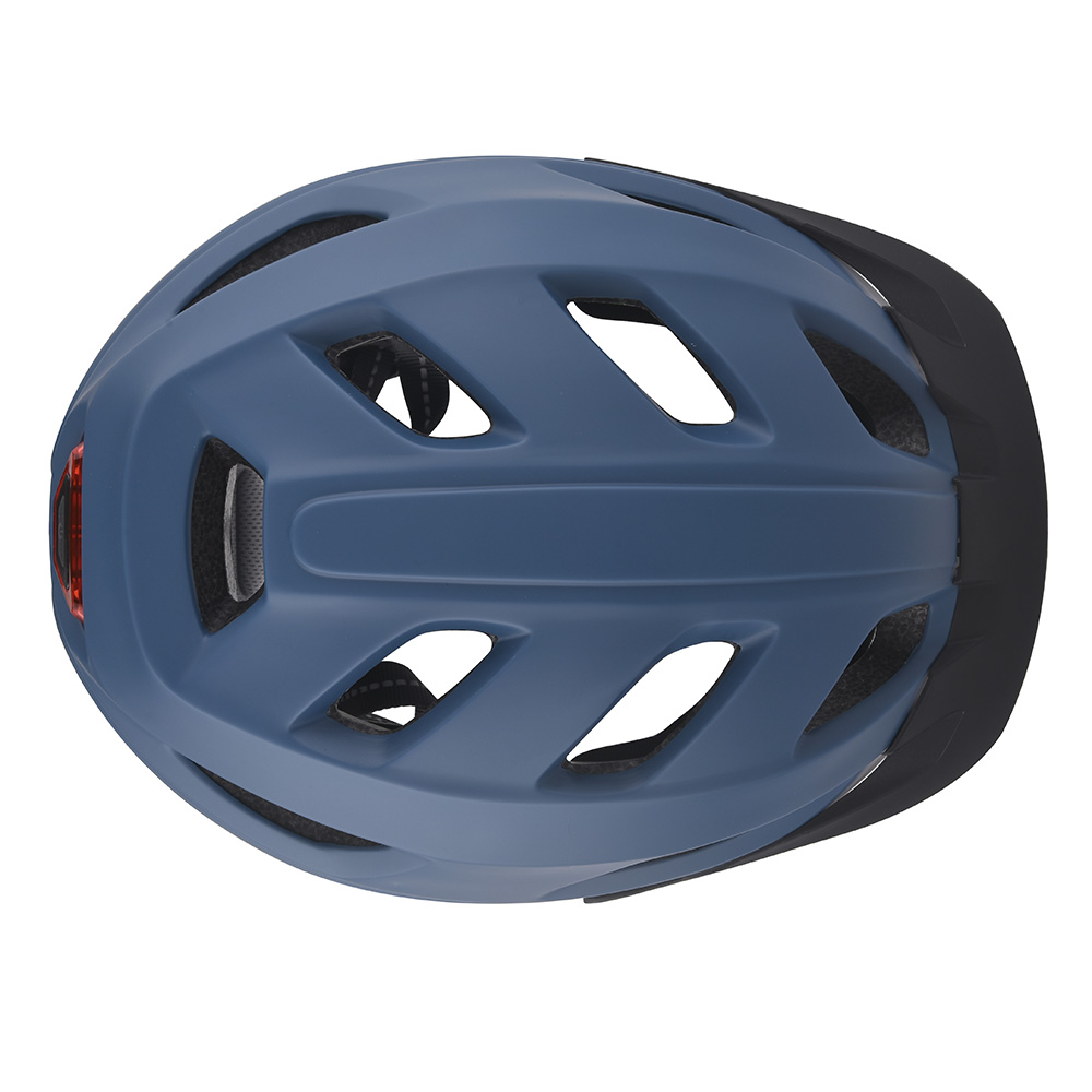 Nuevo casco de bicicleta con luz LED, casco de ciclismo en molde para PC, casco de bicicleta deportivo seguro para montar en carretera de montaña para adultos, azul