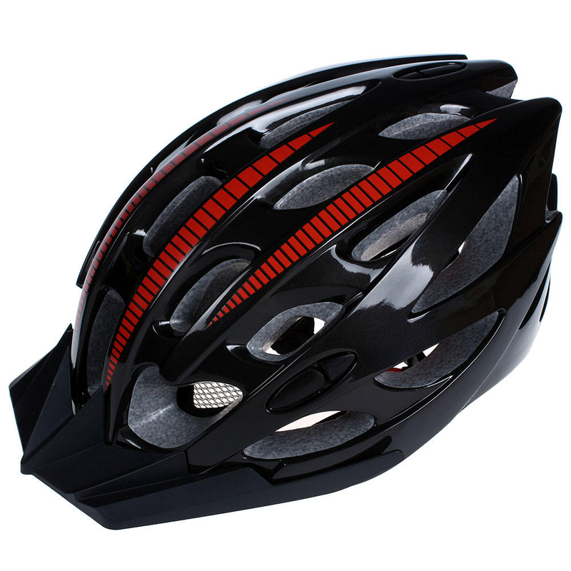 Casco adulto de la bicicleta protectora roja del negro de la cruz del viento con el visera, casco respirable