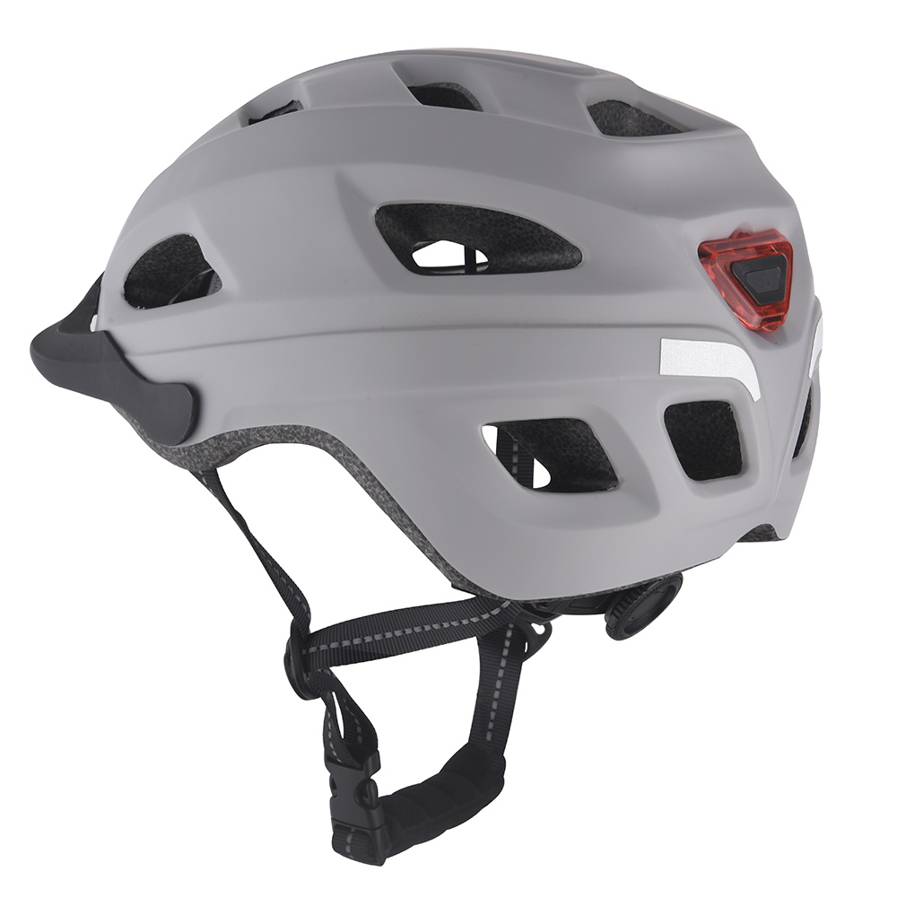 Nuevo casco de bicicleta con luz LED, casco de ciclismo en molde para PC, casco de bicicleta deportivo seguro para montar en carretera de montaña para adultos gris